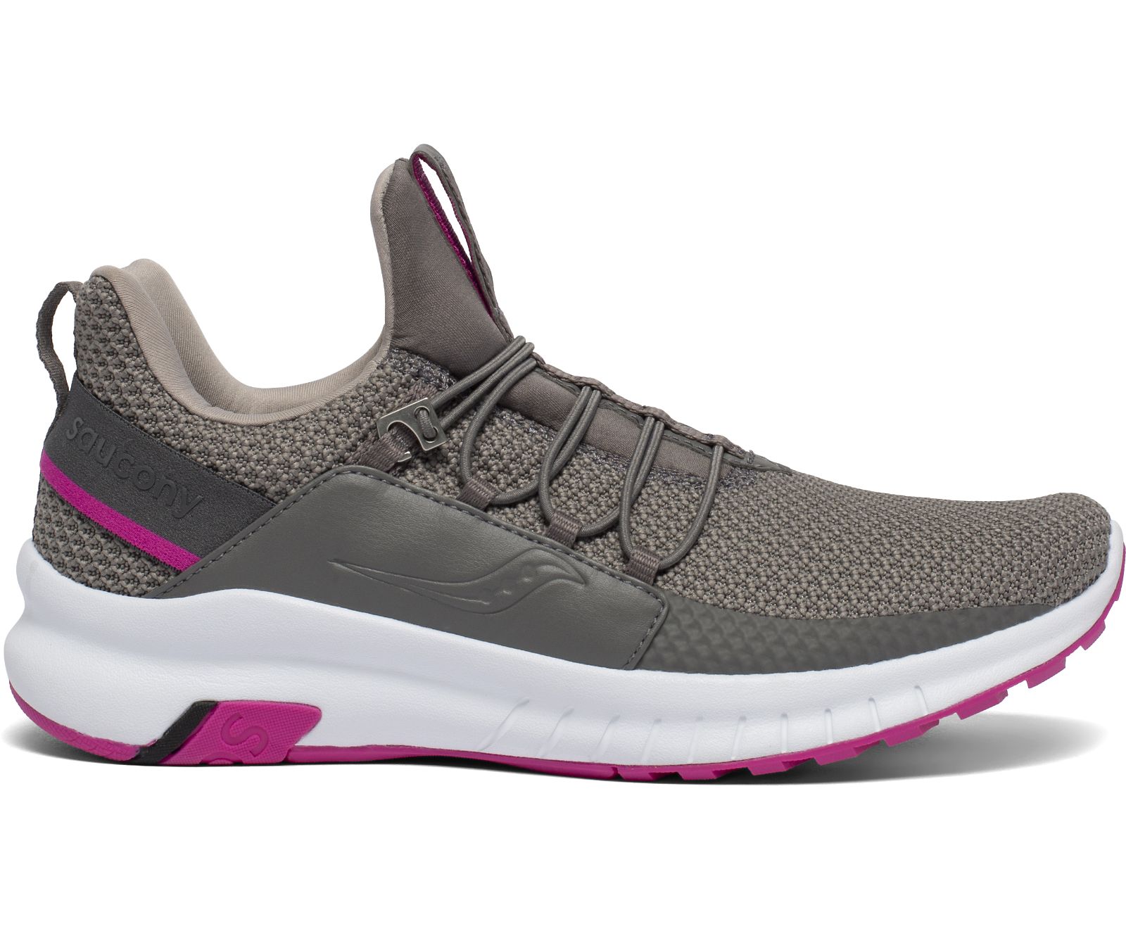 Women\'s Saucony Stretch & Go Glide Walking Shoes Grey / Pink | Singapore 257VRWD